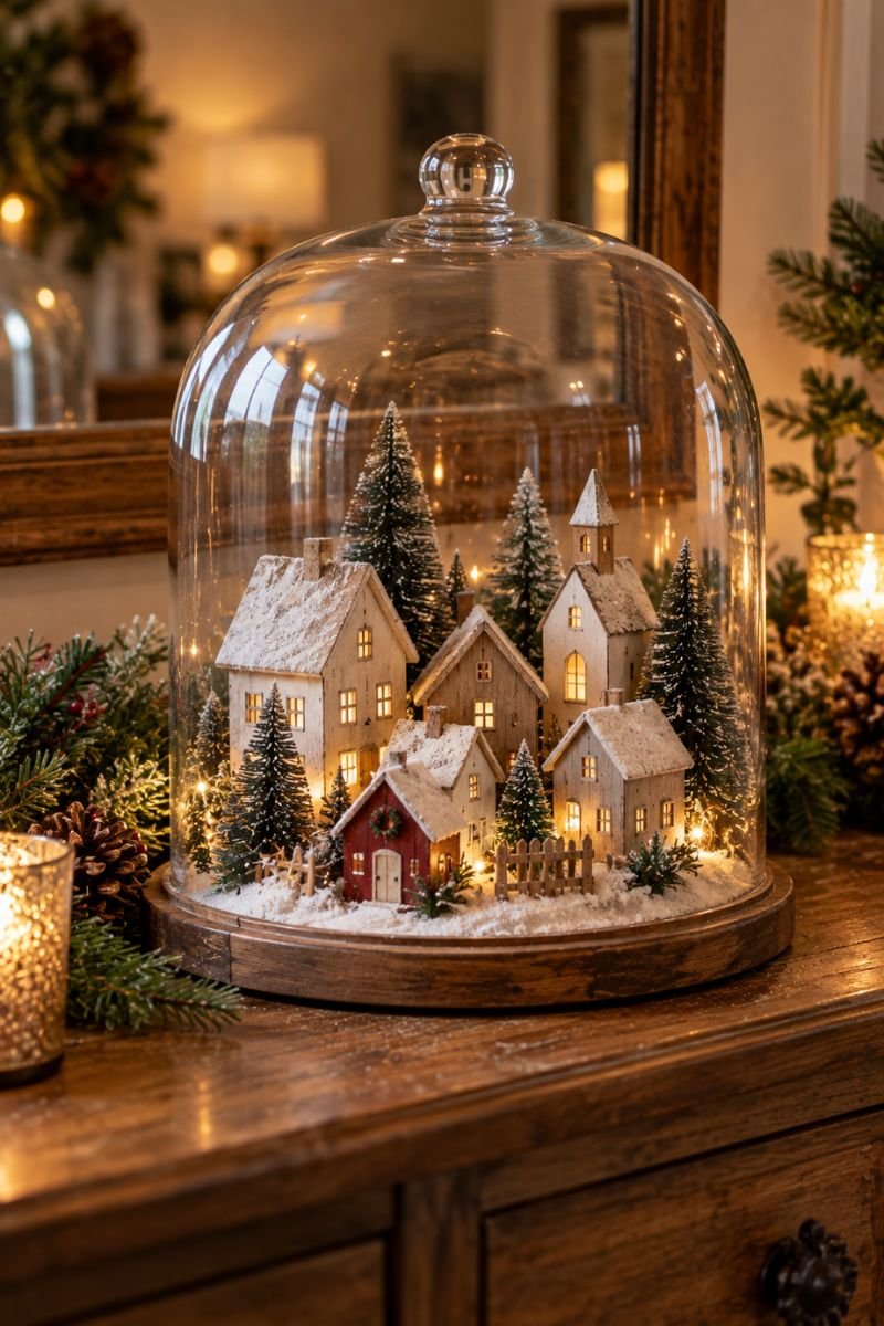 Christmas crafts for adults wooden village cloche