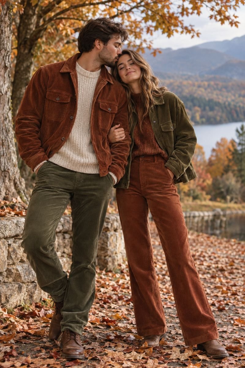Corduroy fall couple outfits