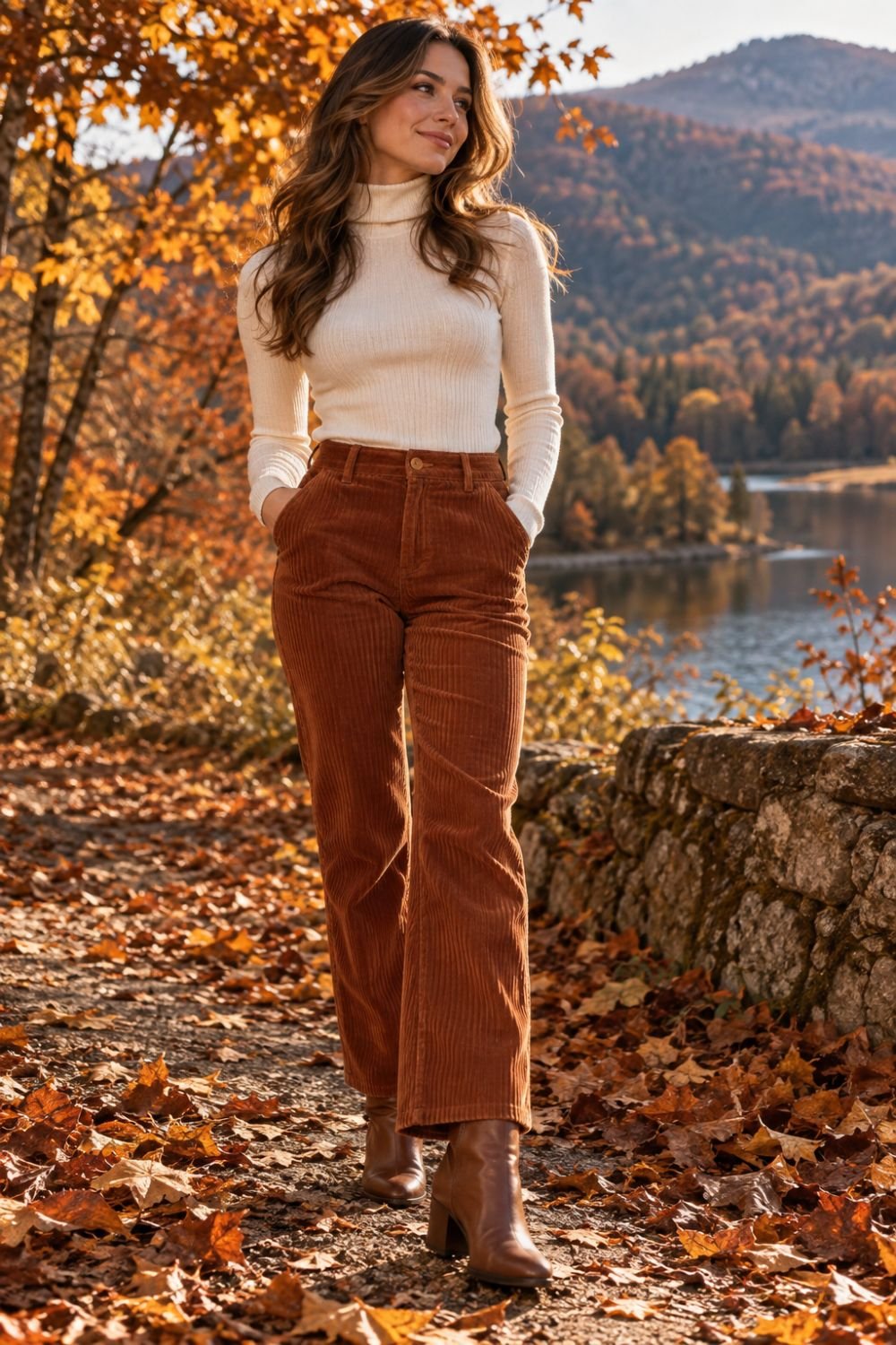Corduroy trousers autumn outfit idea