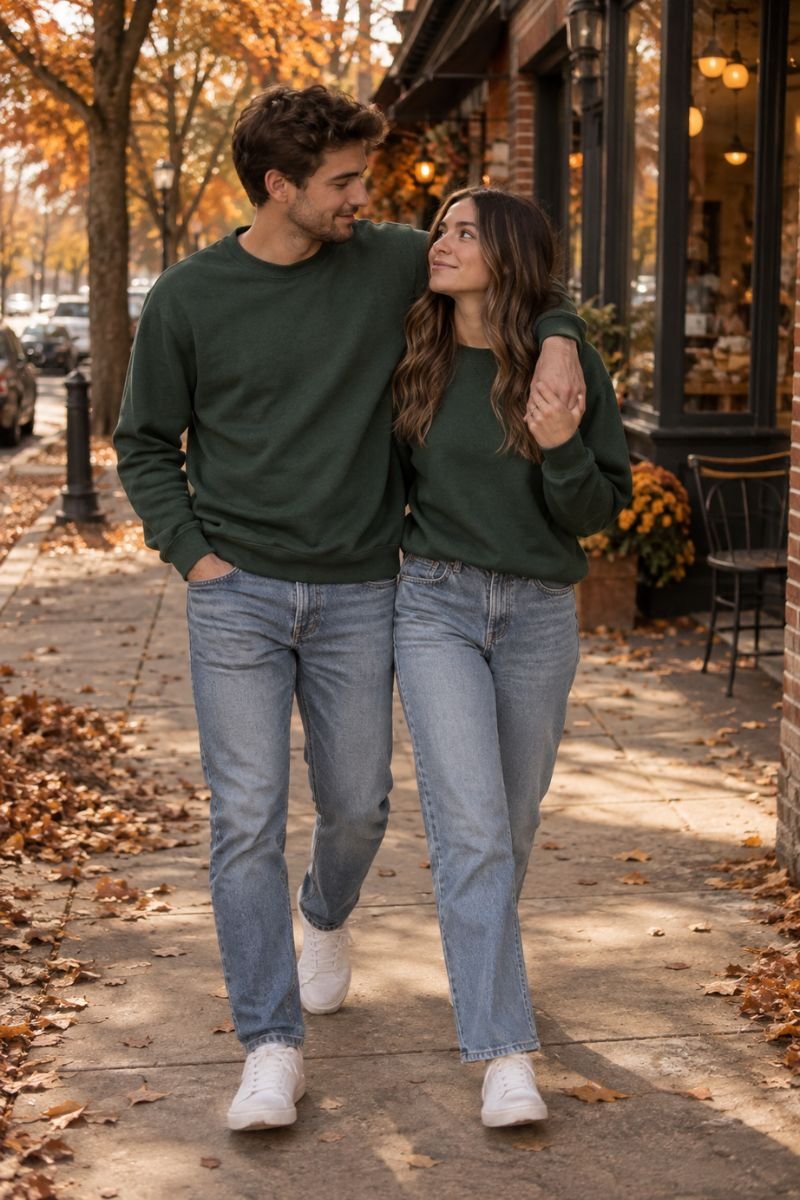 Crewneck sweatshirts fall couple outfits