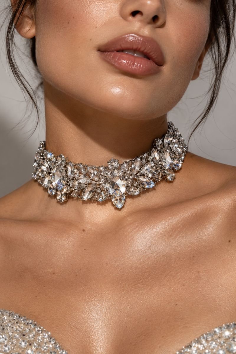 Crystal choker showgirl costume jewelry