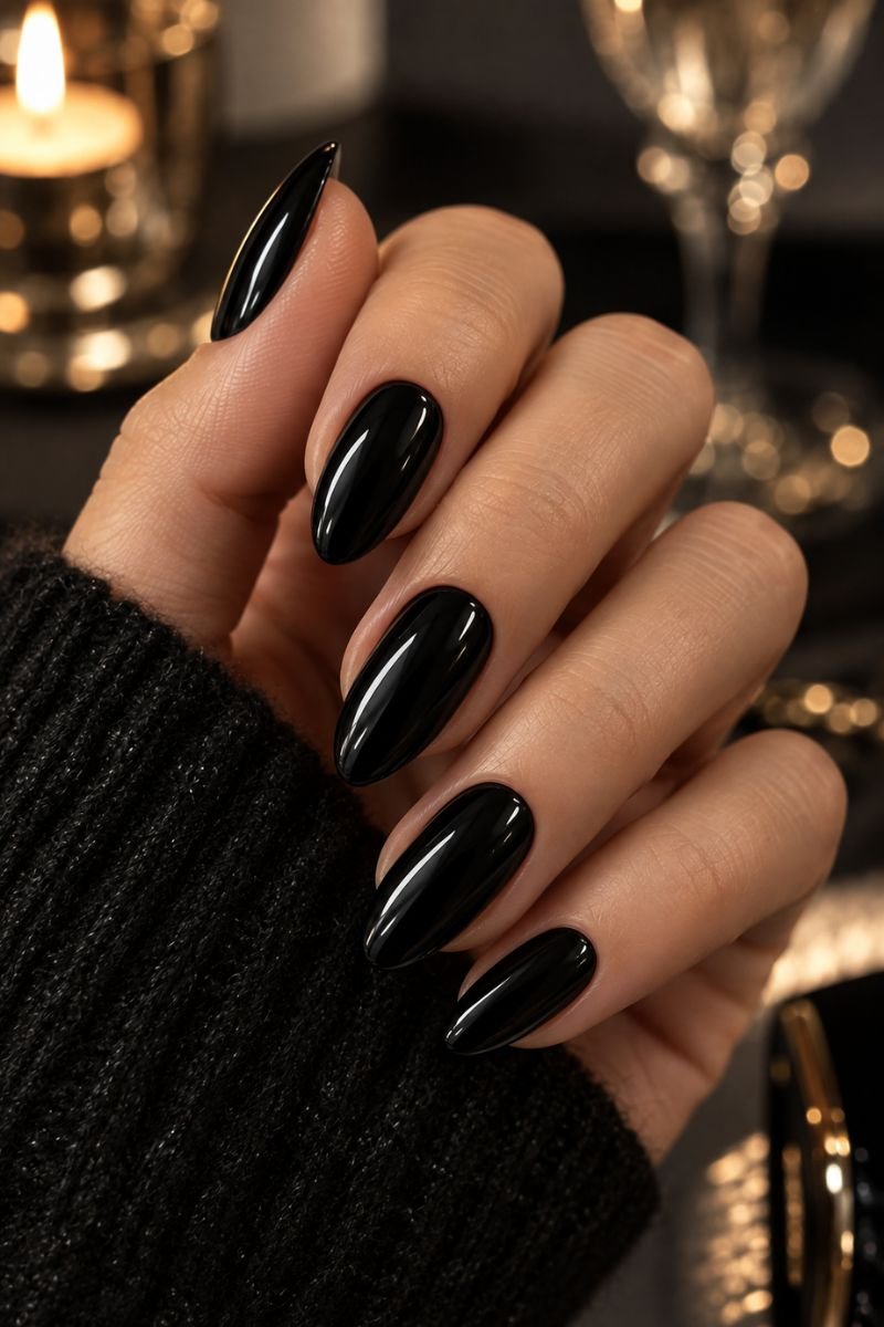 December nails idea black manicure