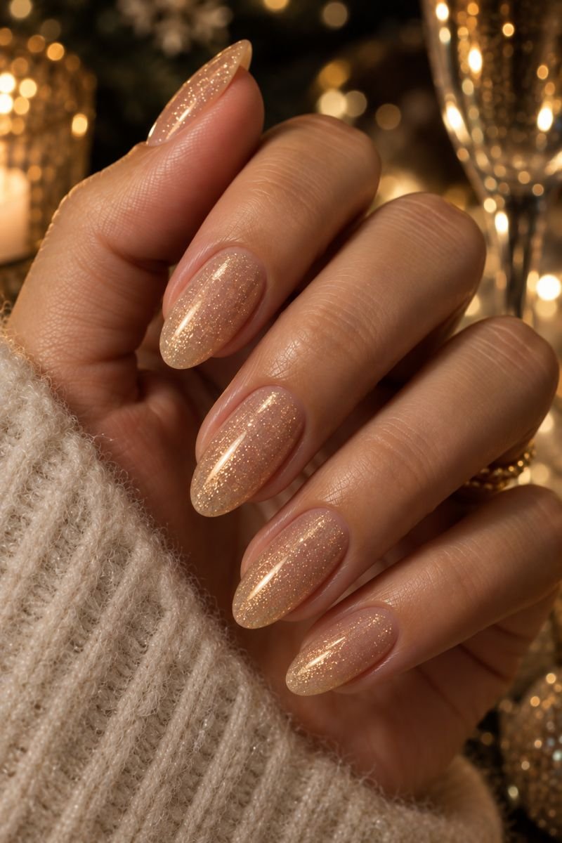 December nails idea champagne shimmer