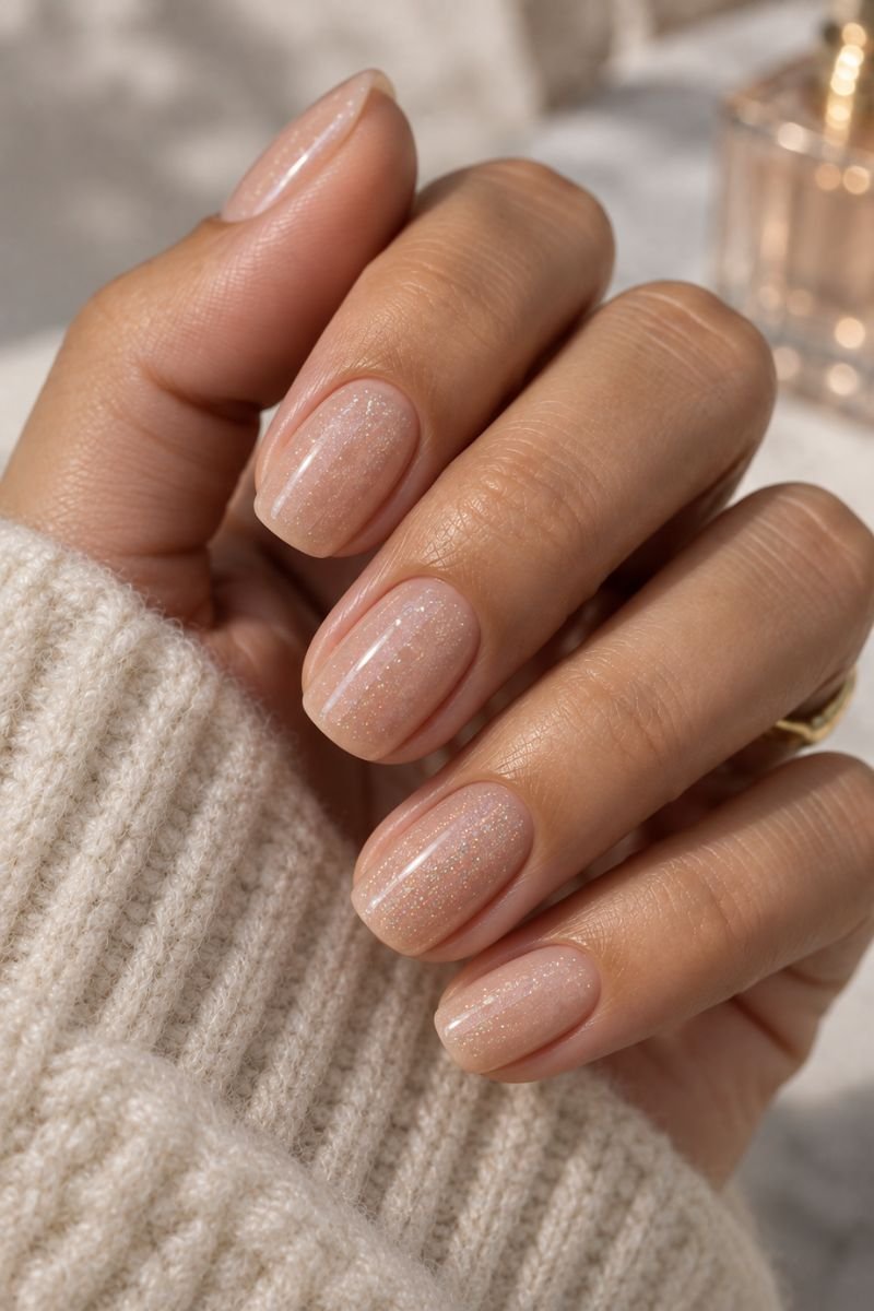 December nails idea sheer shimmer