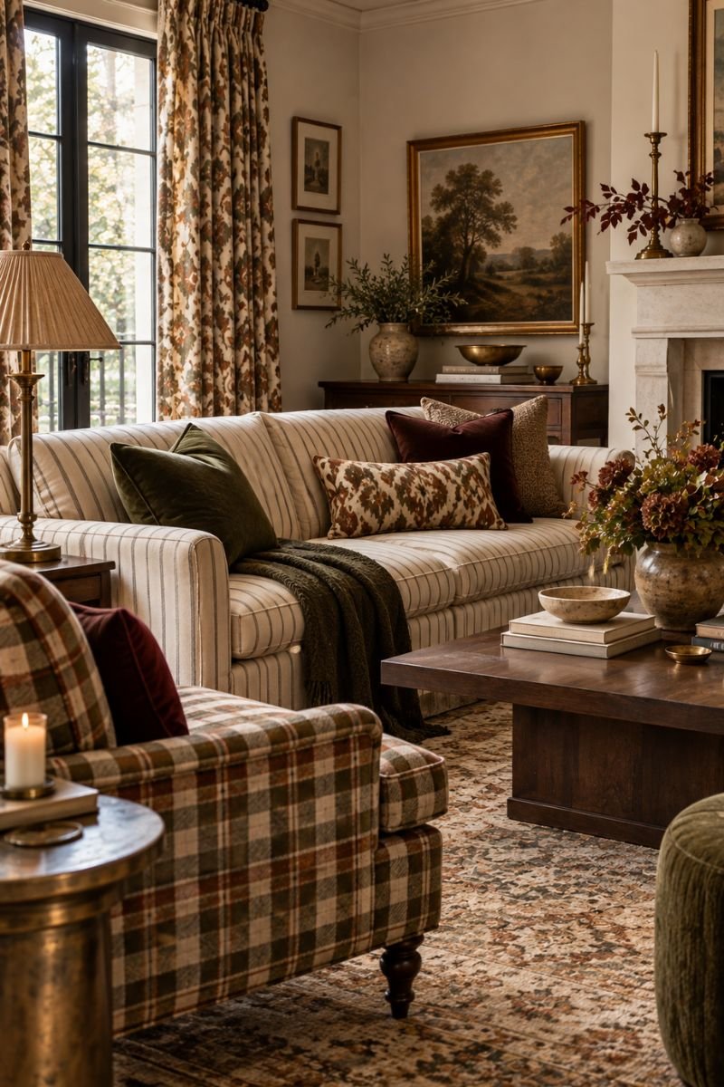 Fall room inspo idea pattern mixing