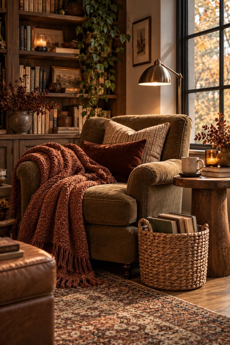 Fall room inspo idea reading nook