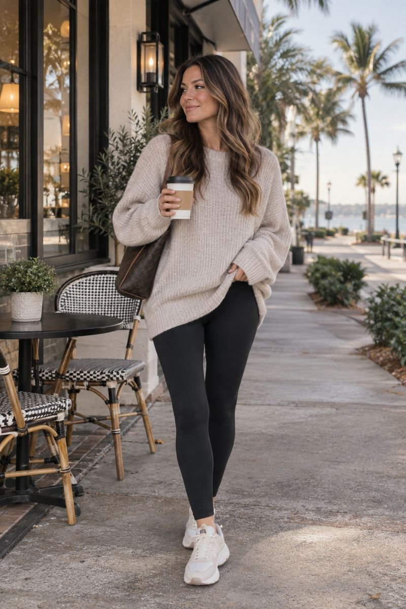 Florida winter outfit idea oversized sweater