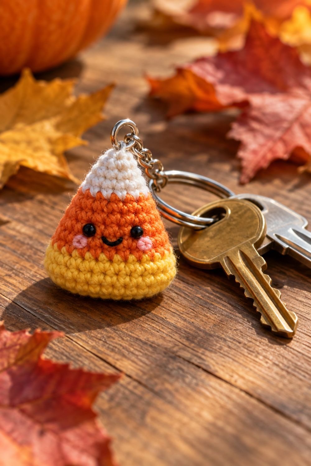 Free crochet halloween patterns candy corn keychain
