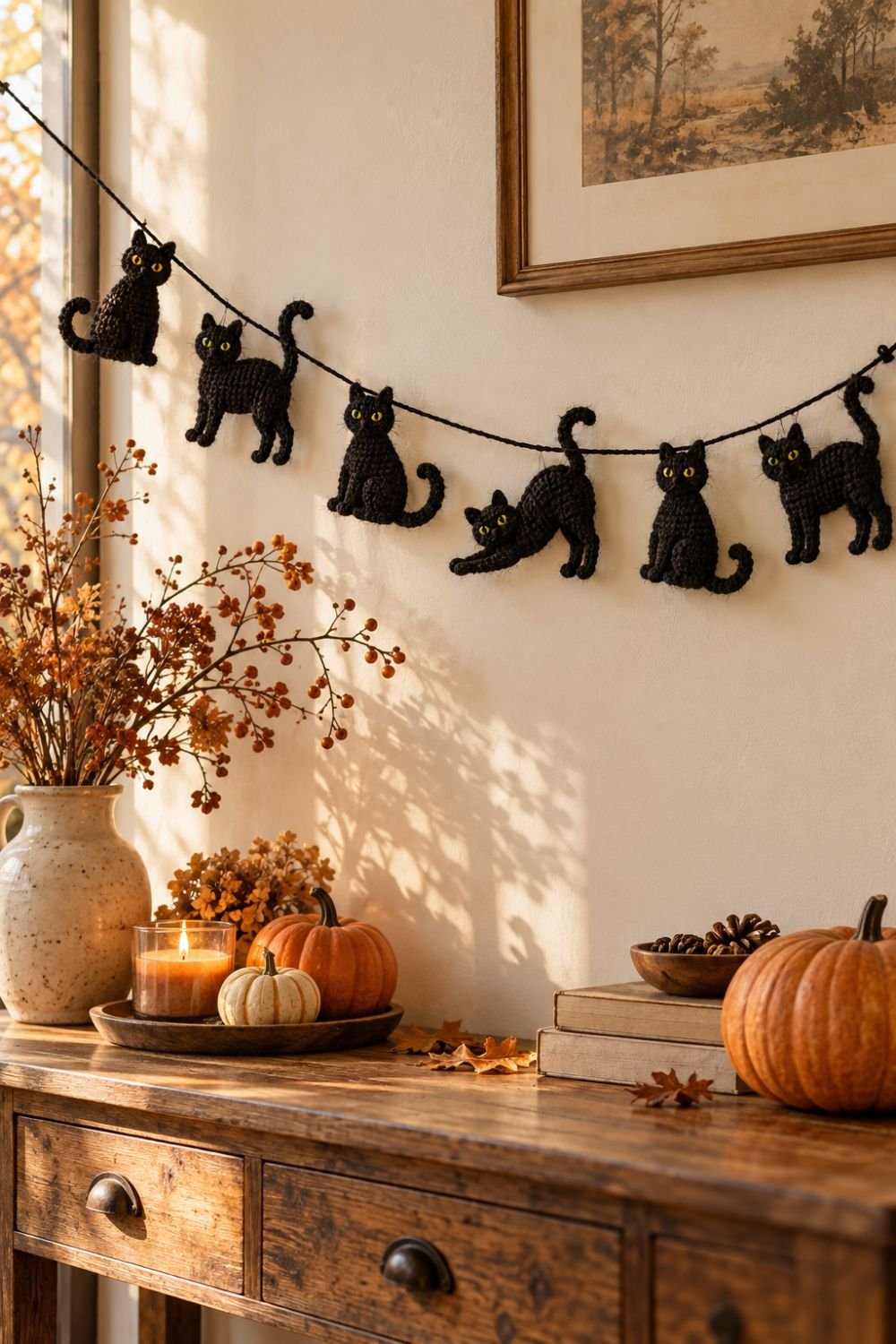 Free crochet halloween patterns cat bunting