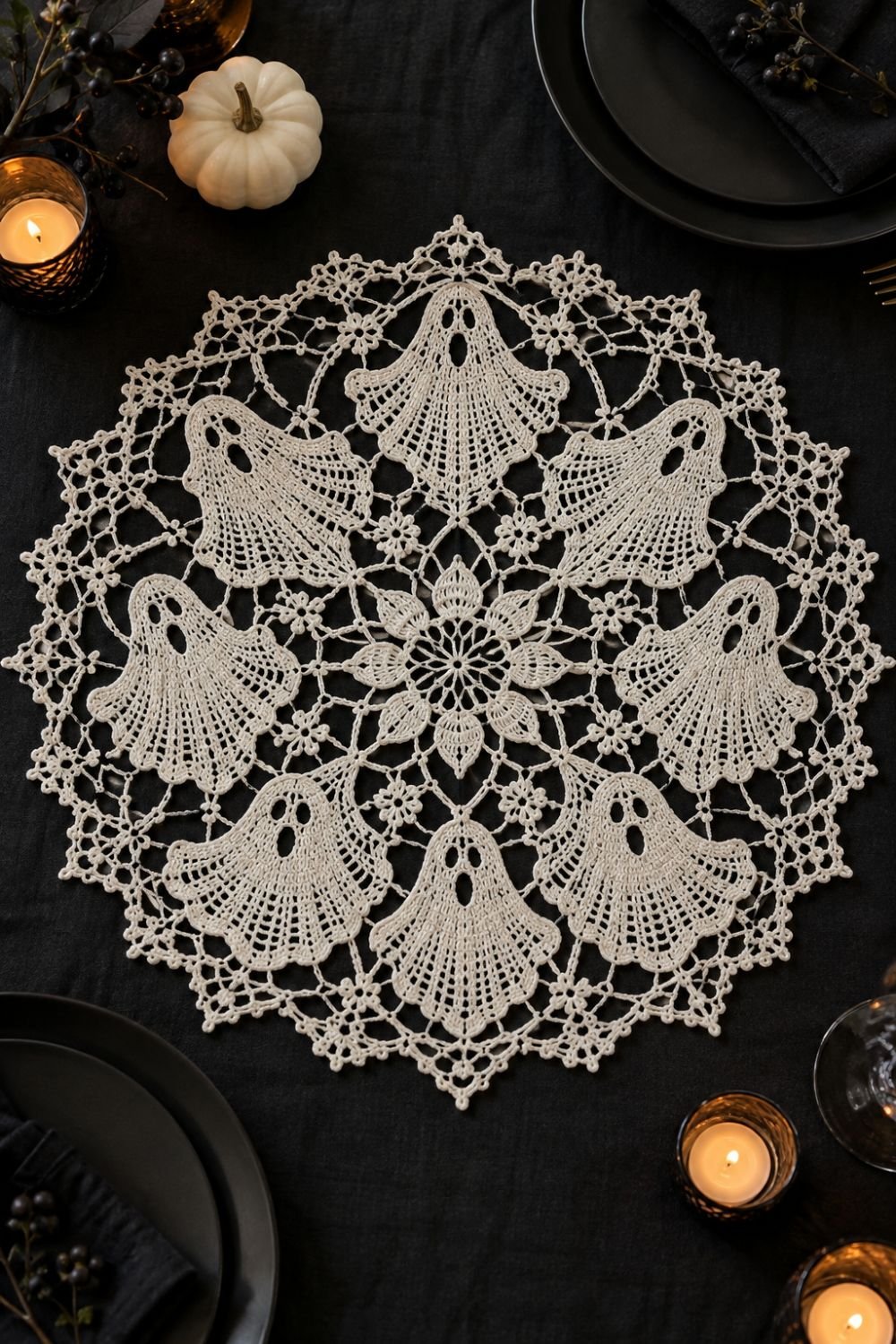 Free crochet halloween patterns ghost doily