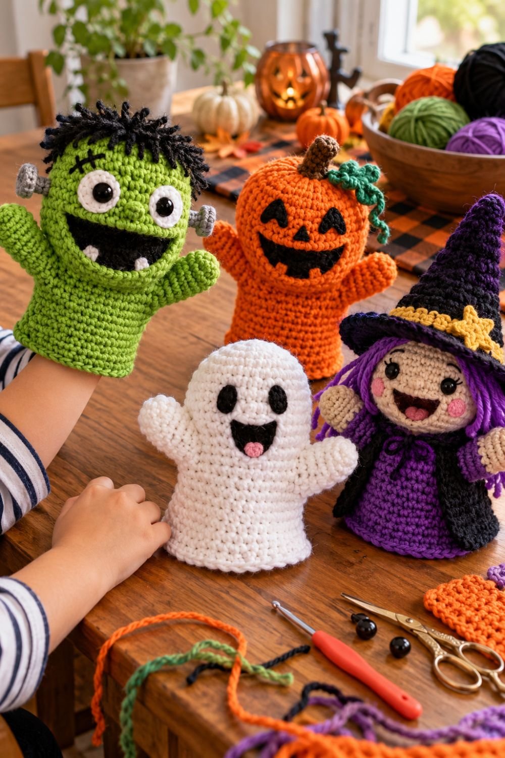 Free crochet halloween patterns kids puppets