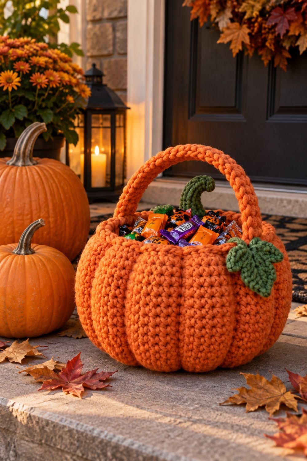 Free crochet halloween patterns pumpkin basket]