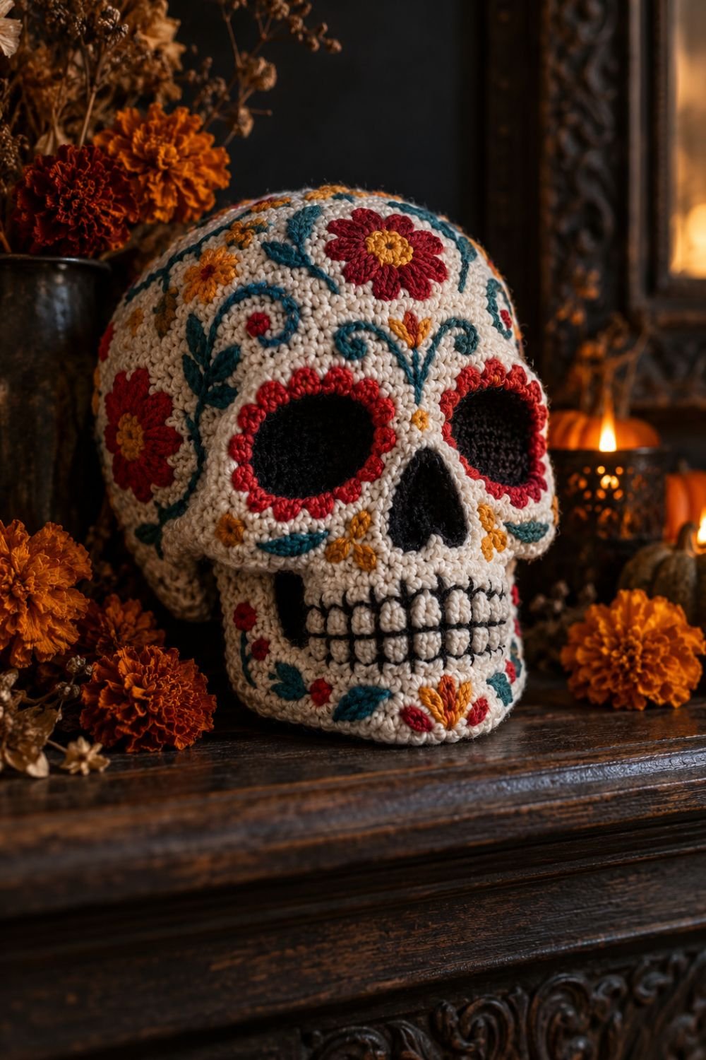 Free crochet halloween patterns skull motif