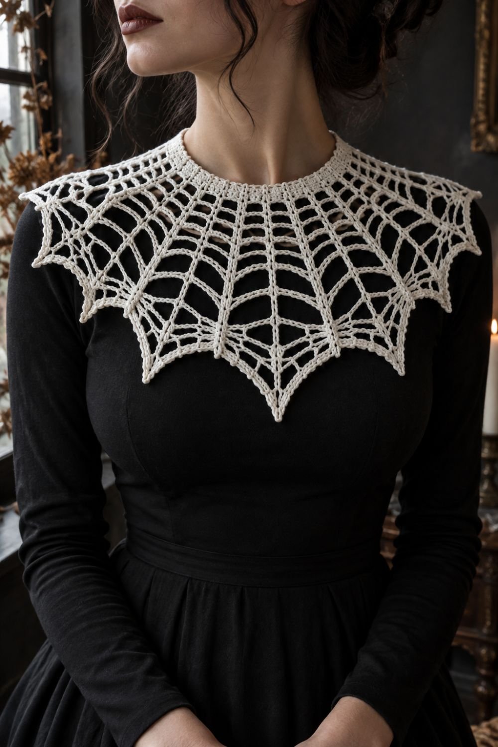 Free crochet halloween patterns spider web collar