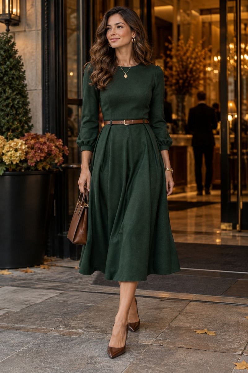 Green and brown outfit idea forest dress