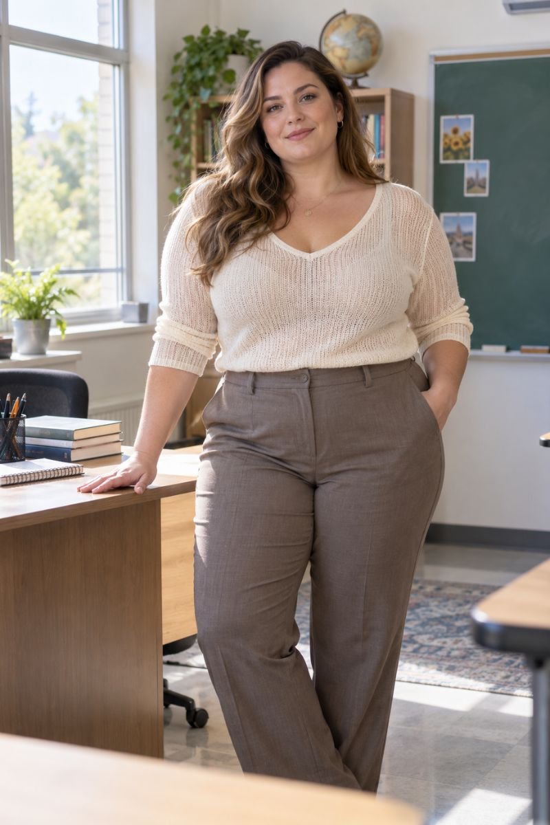 Layering camisole plus size teacher outfit