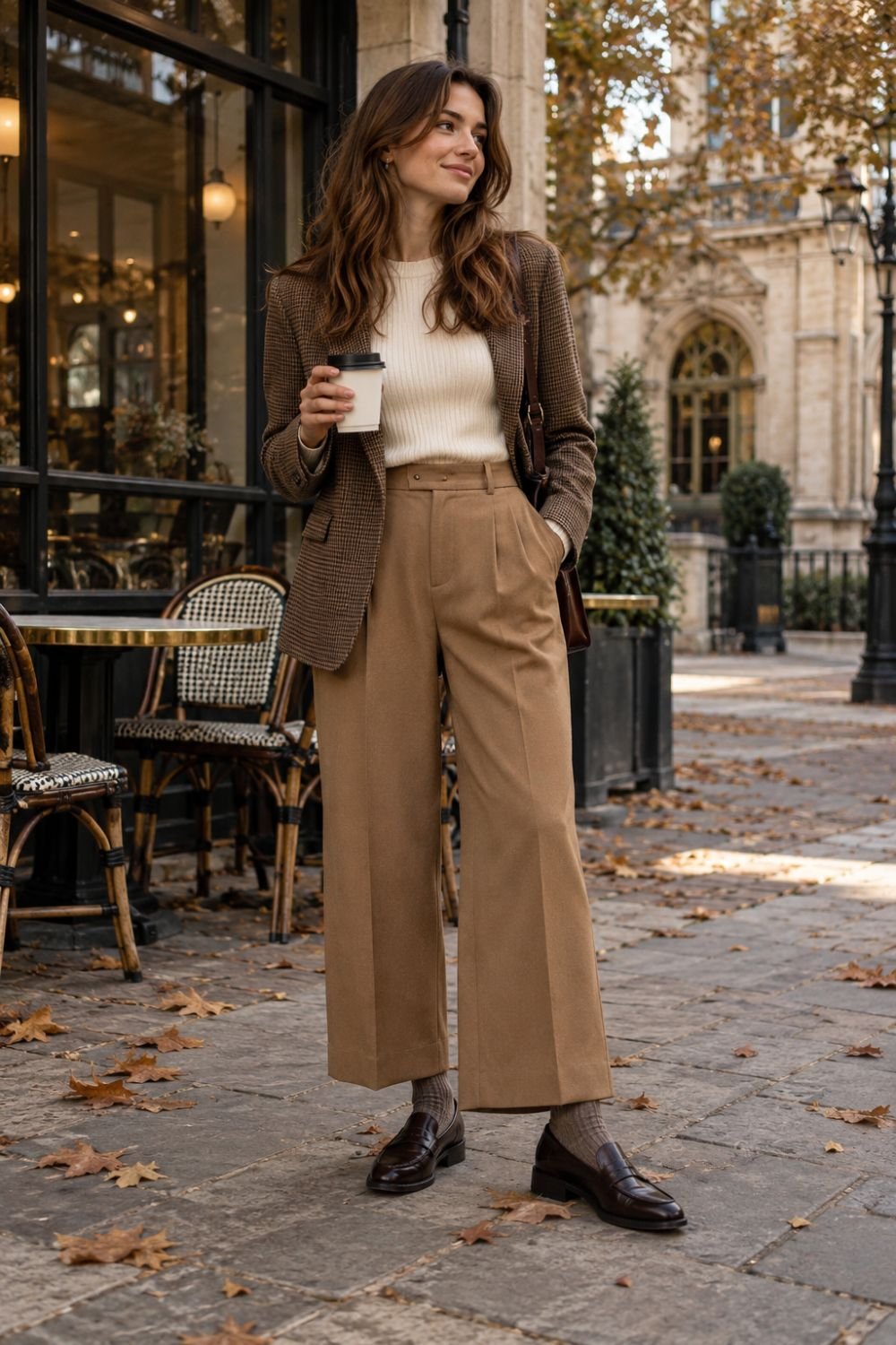 Loafers trouser socks autumn outfit idea
