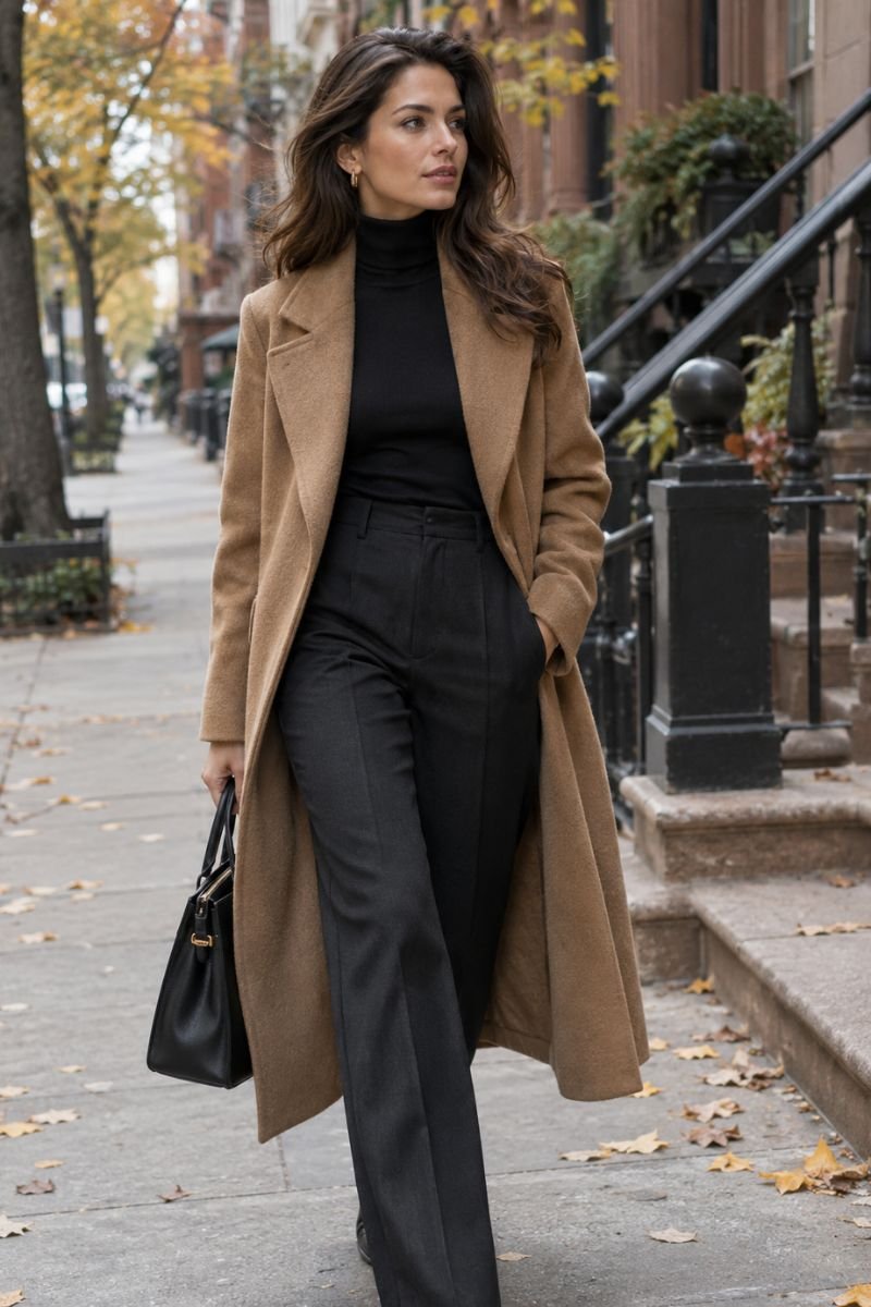 NYC fall outfit idea black turtleneck