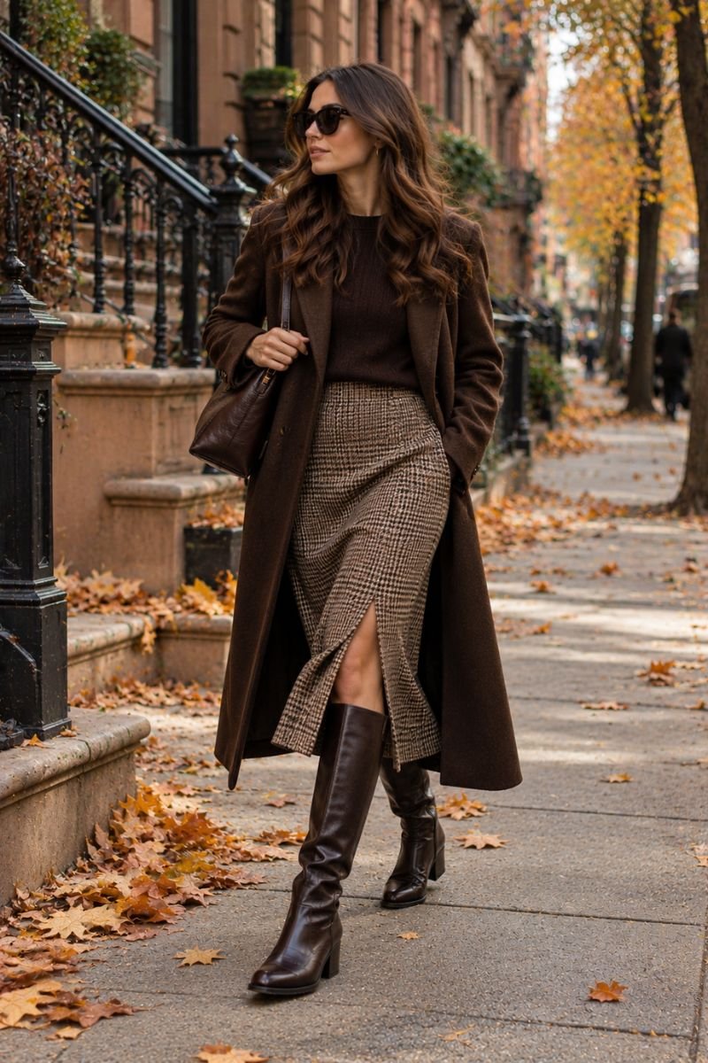 NYC fall outfit idea knee-high boots