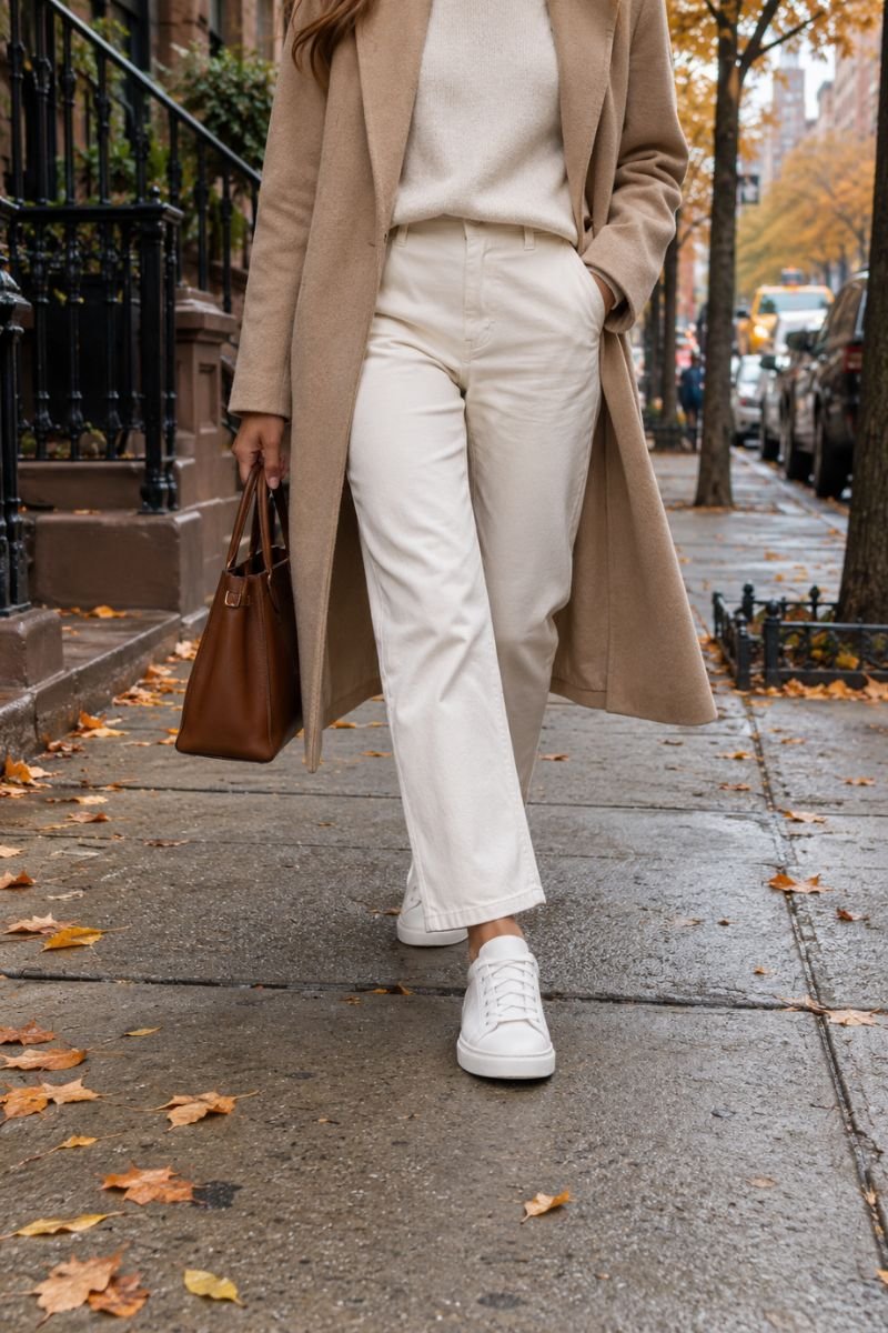 NYC fall outfit idea white sneakers