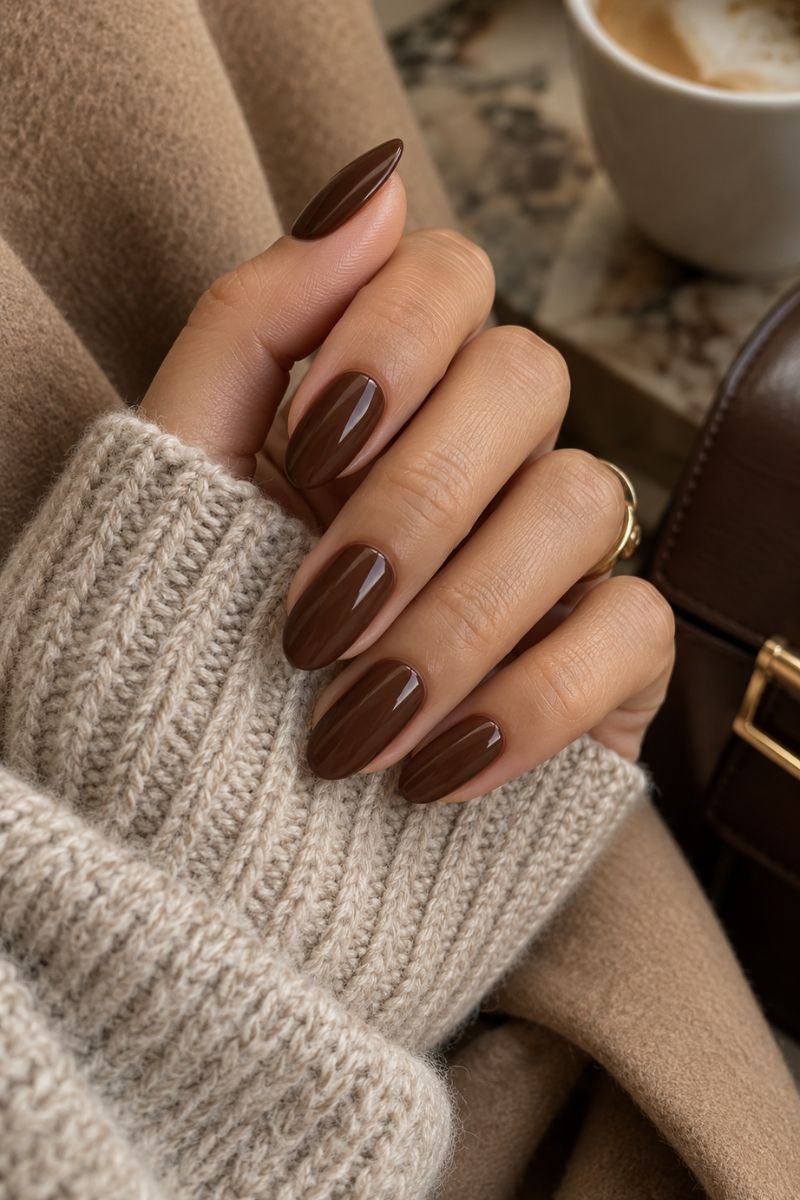 November nails idea chocolate brown