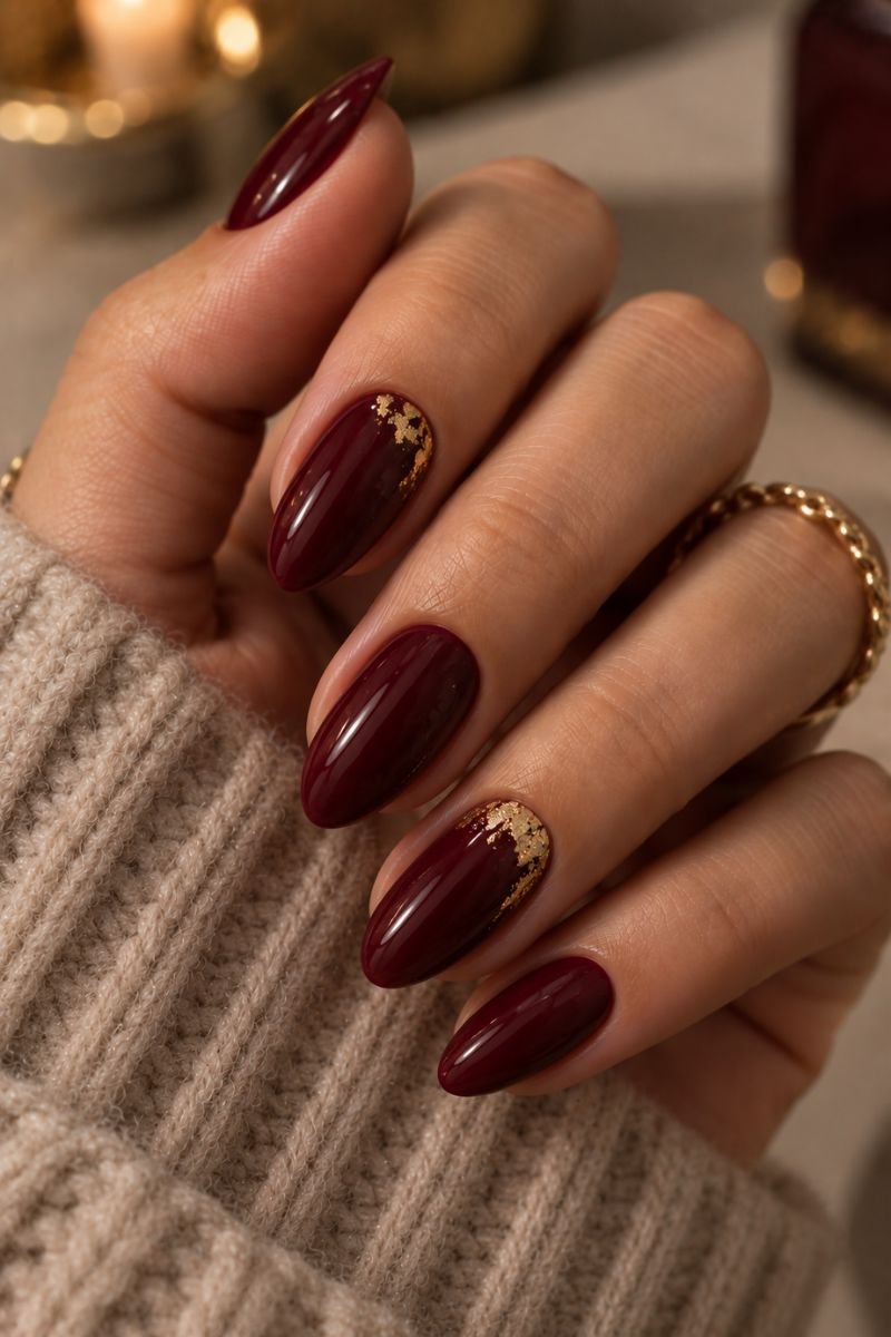 November nails idea gold foil