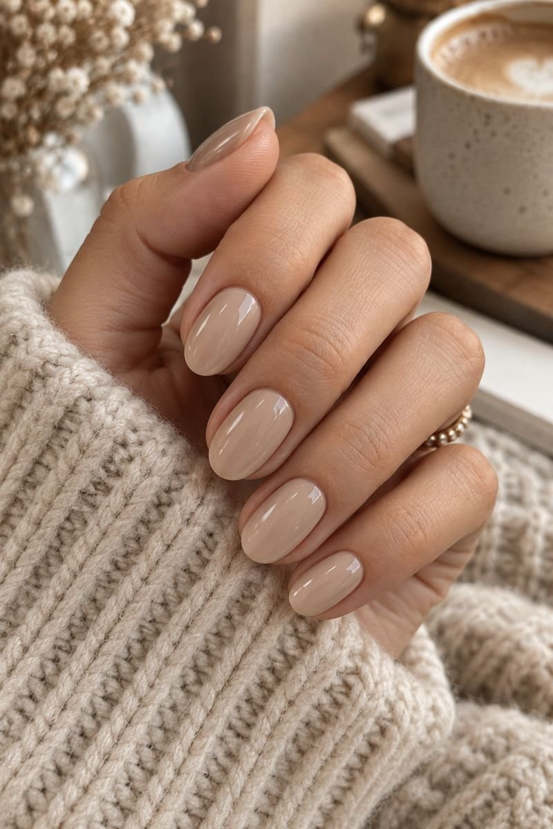 November nails idea milky latte
