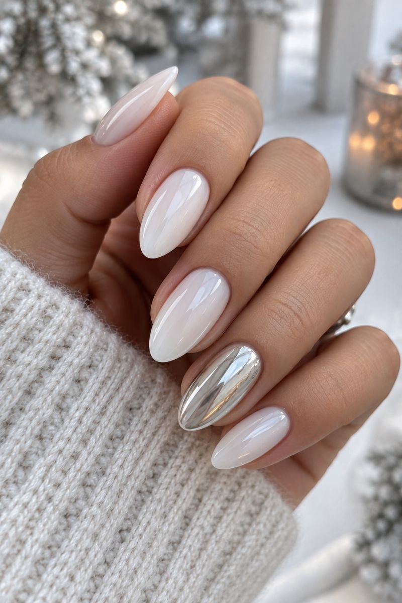 November nails idea milky white