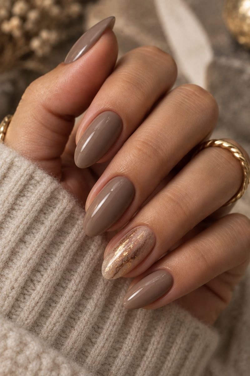 November nails idea mushroom taupe
