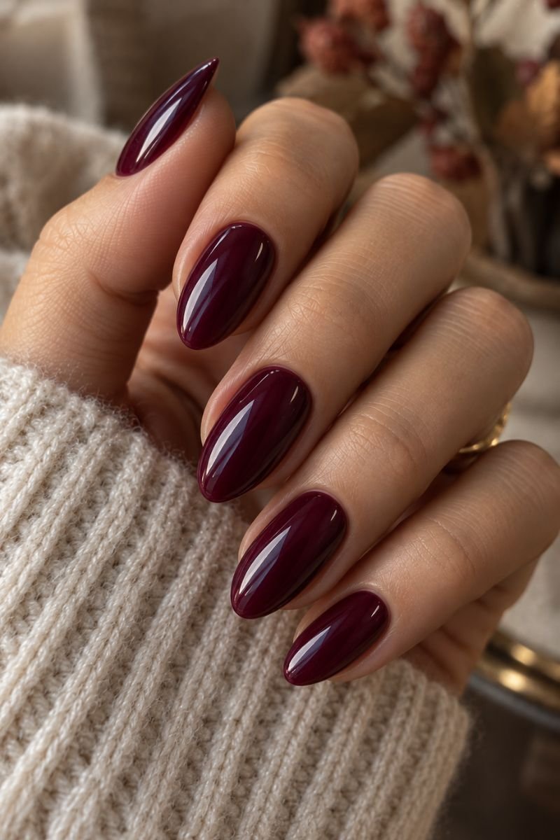November nails idea plum red
