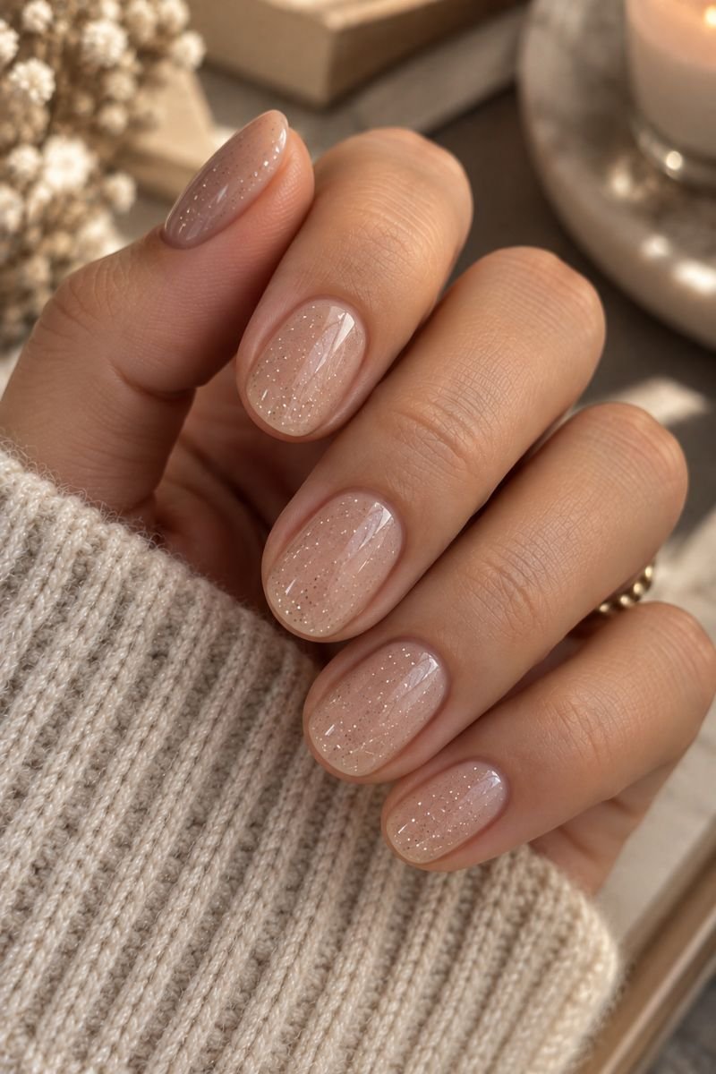 November nails idea subtle glitter
