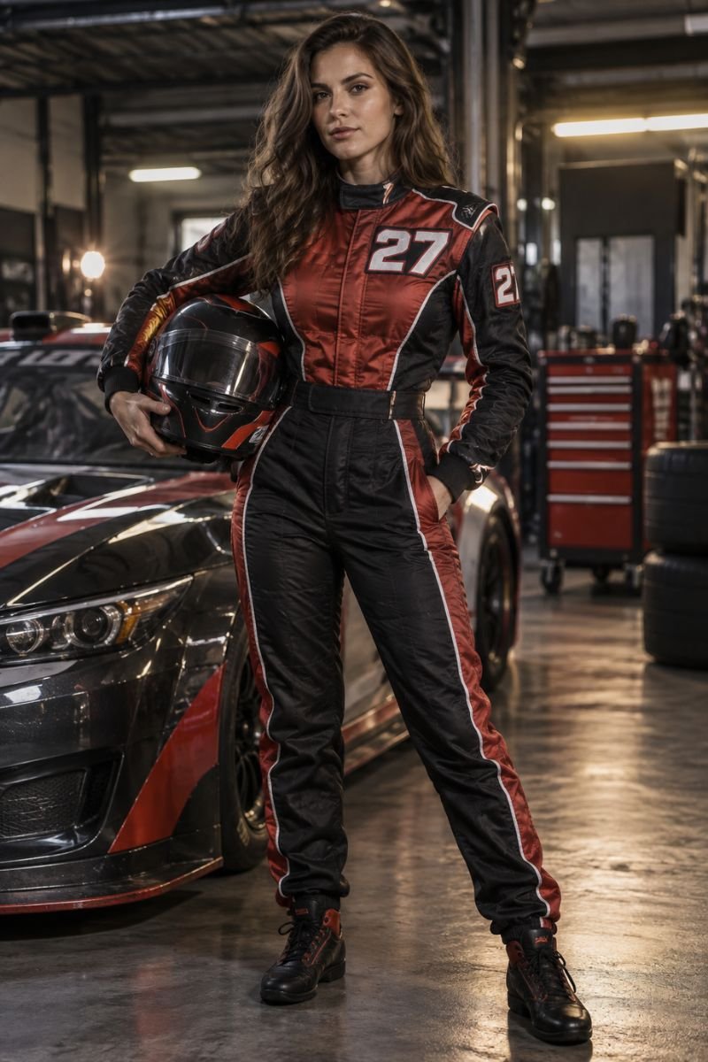 Number patch race car driver costume detail