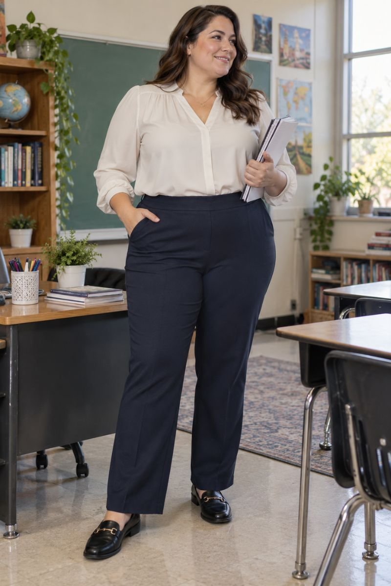 Ponte knit trousers plus size teacher outfit