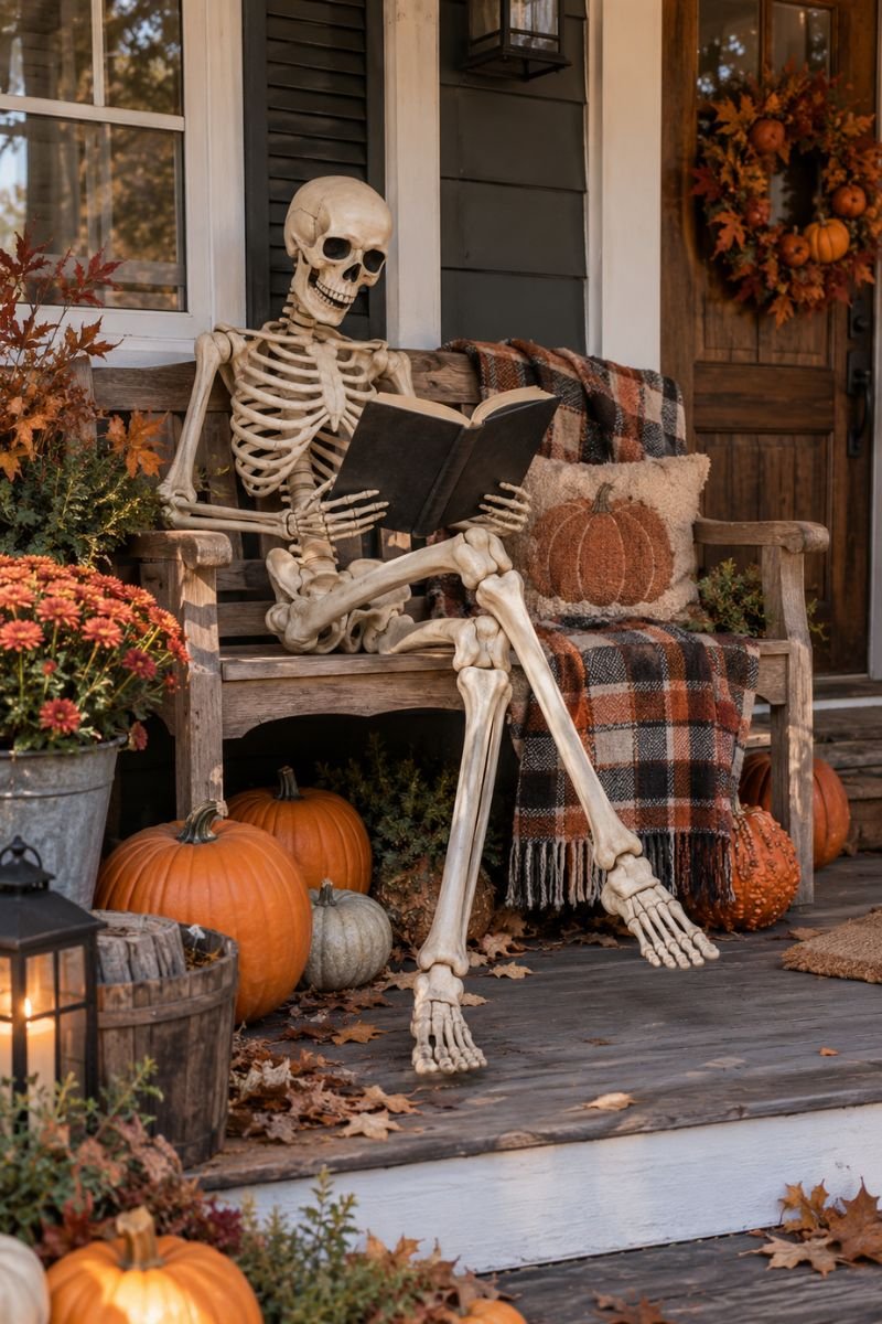 Posed skeleton halloween outdoor decor
