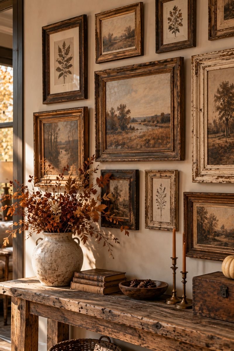 Rustic fall decor idea weathered frames