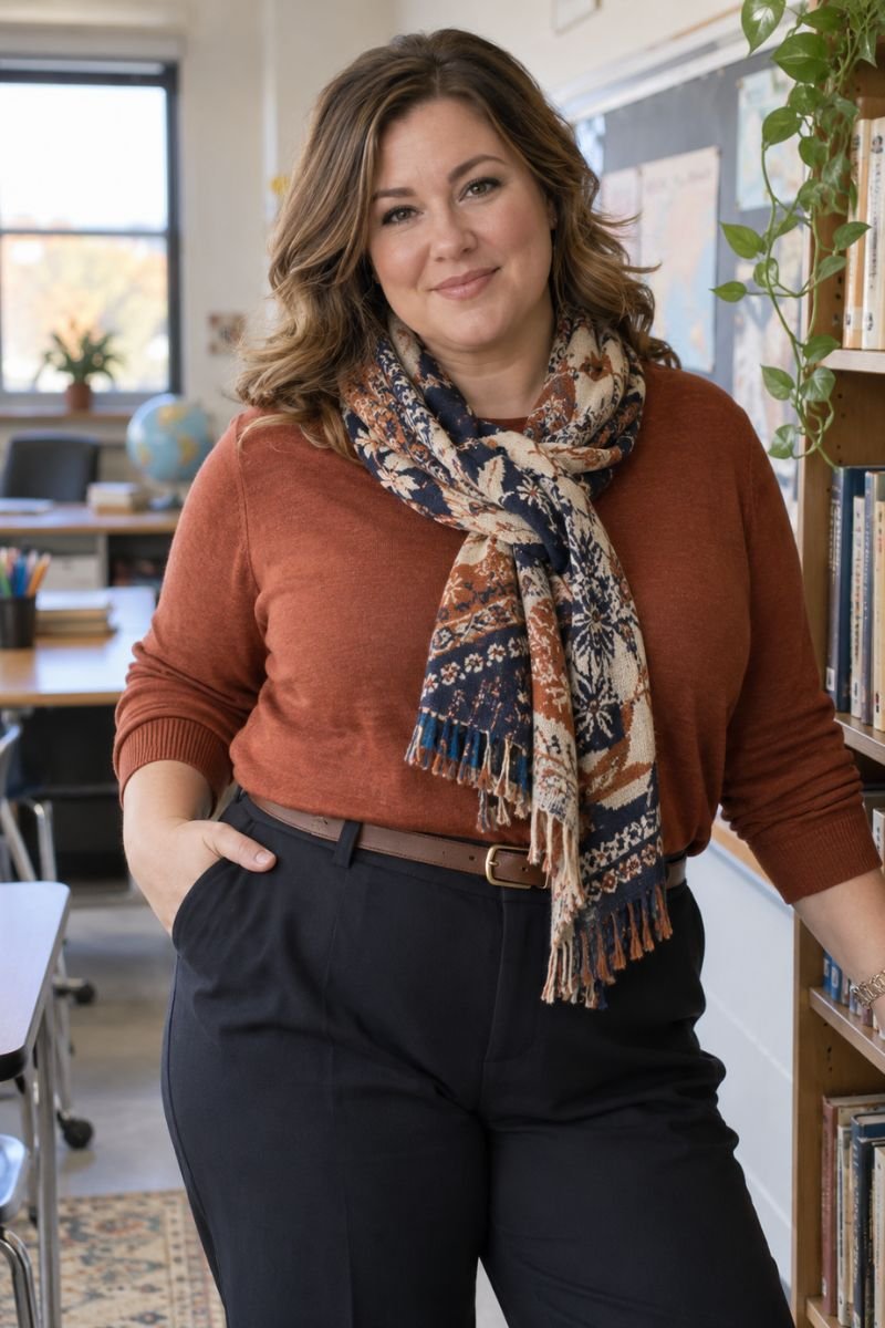 Scarf plus size teacher outfit accessory