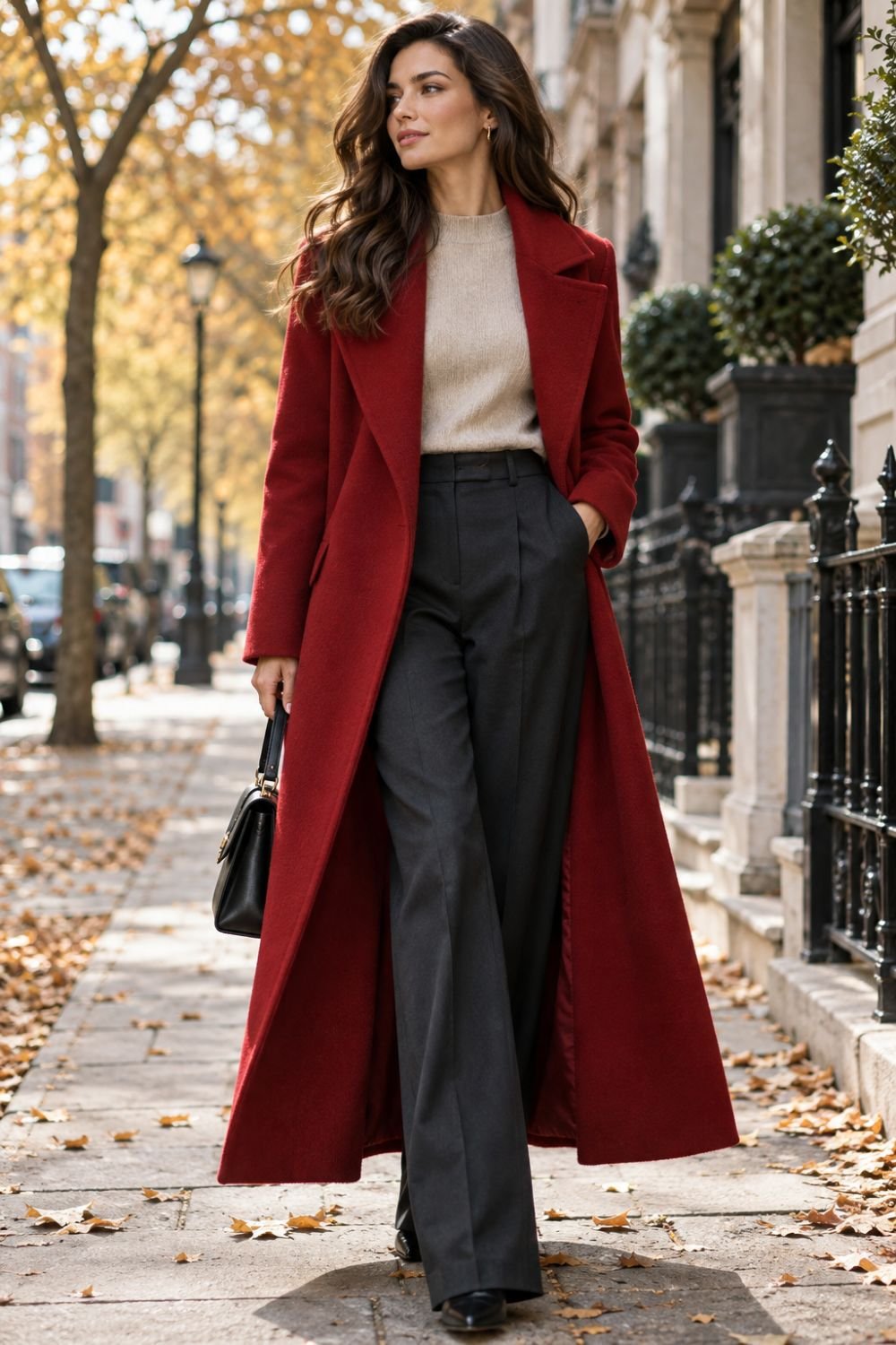 Statement wool coat autumn outfit idea