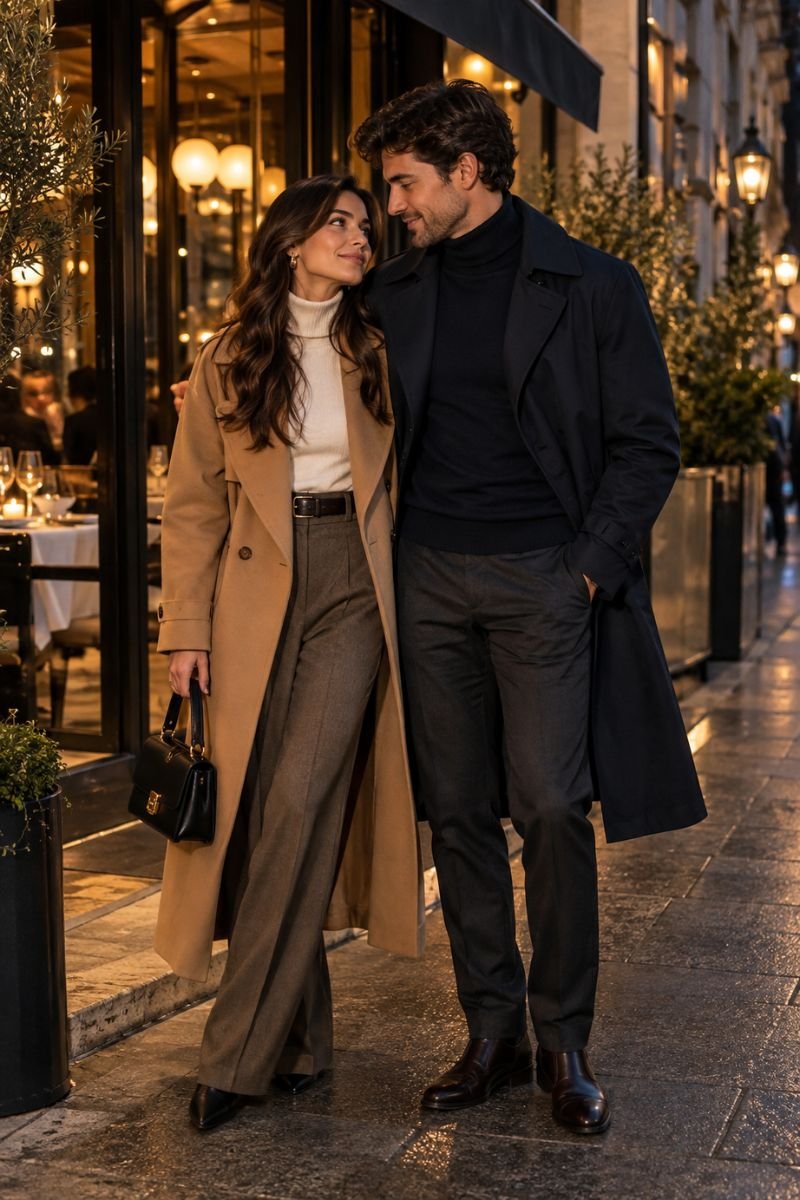 Trench coats fall couple outfits date night