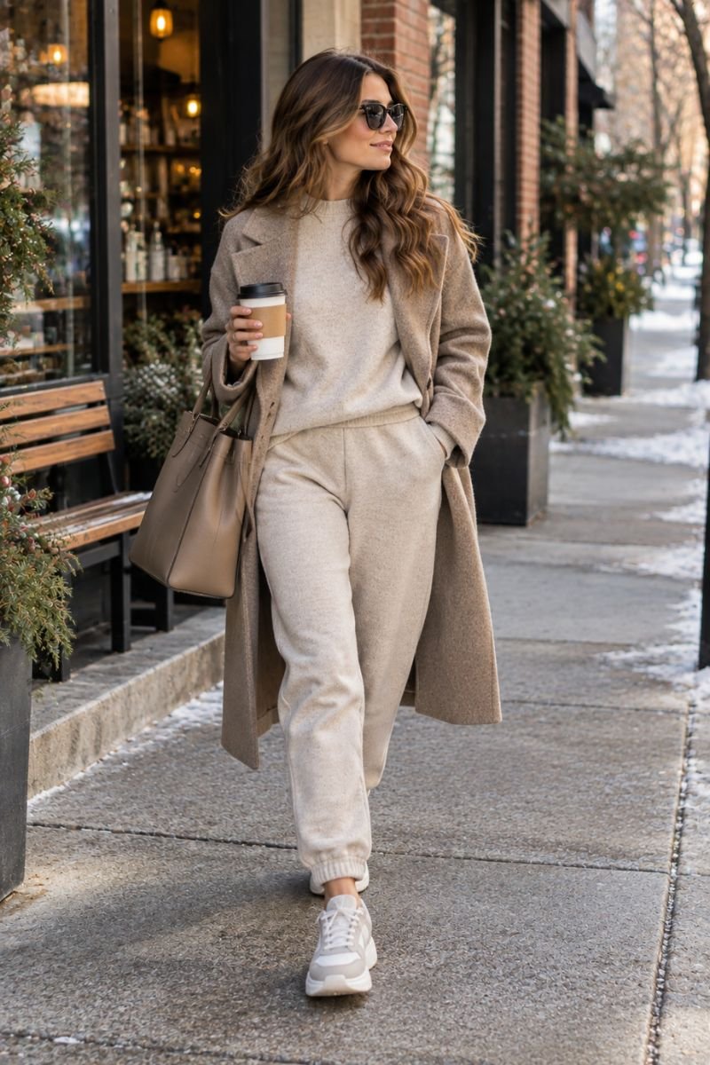 Winter casual outfit idea matching loungewear