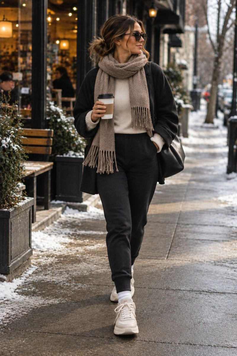 Winter casual outfit idea sneakers