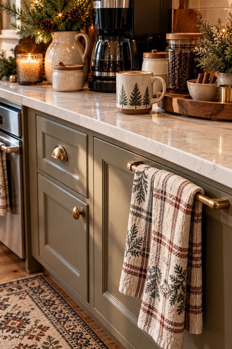 Winter coffee bar idea hand towel