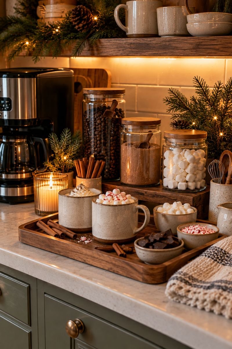 Winter coffee bar idea hot cocoa station