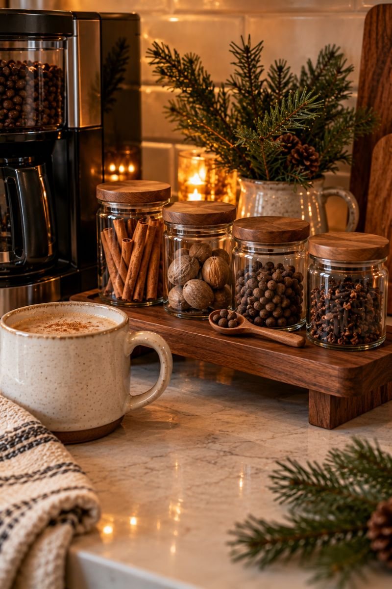 Winter coffee bar idea spice display