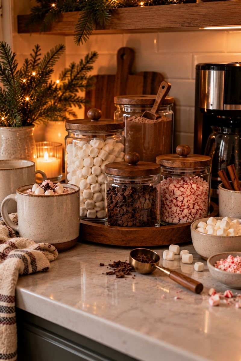 Winter coffee bar idea topping jars