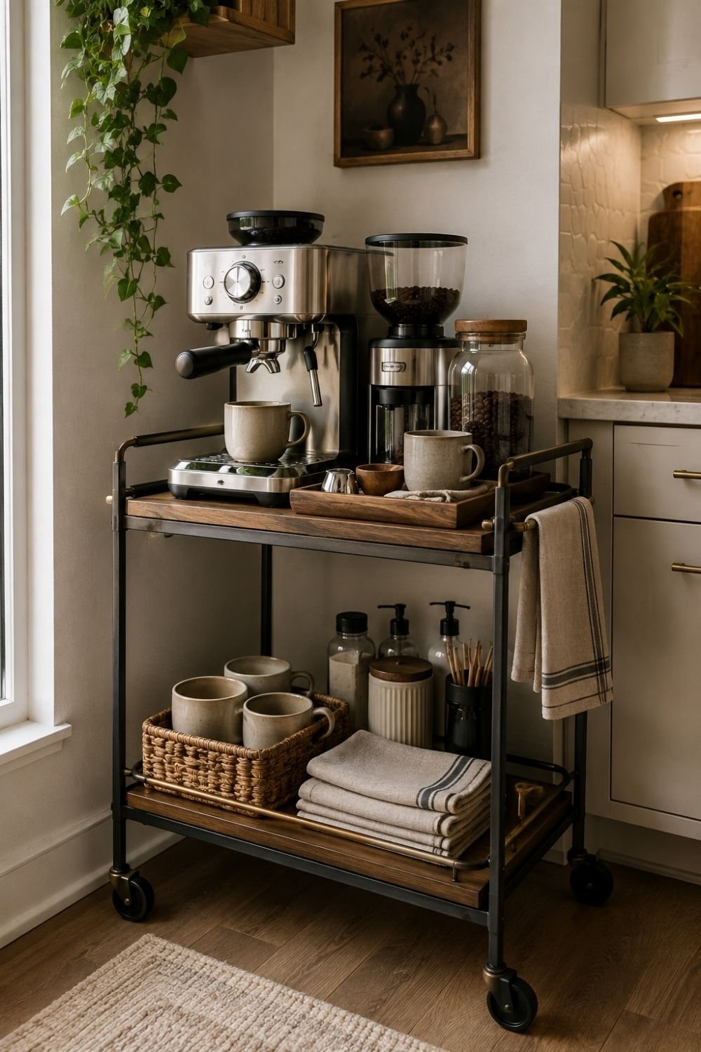 bar cart coffee bar styling idea