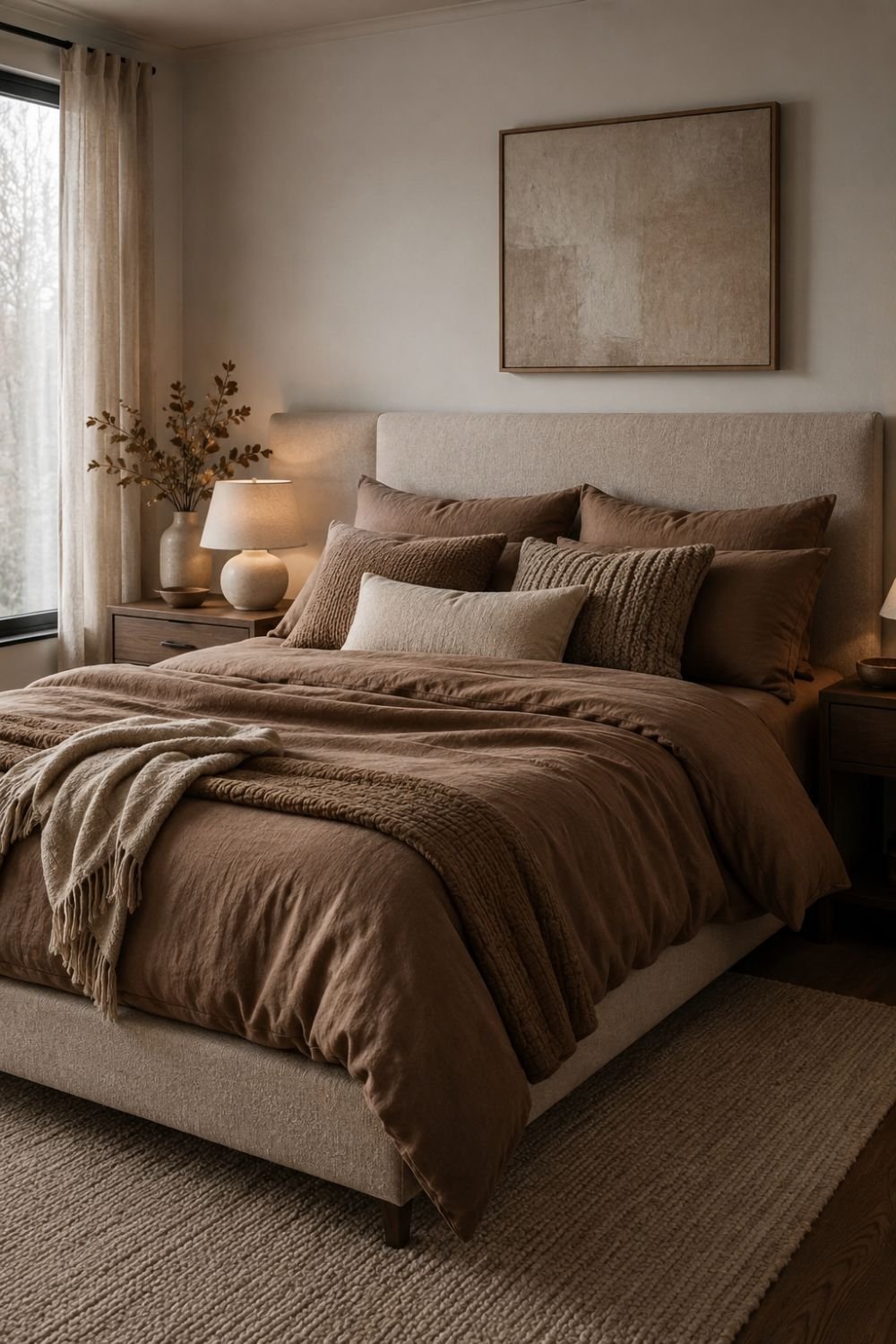 bedding mocha mousse bedroom idea