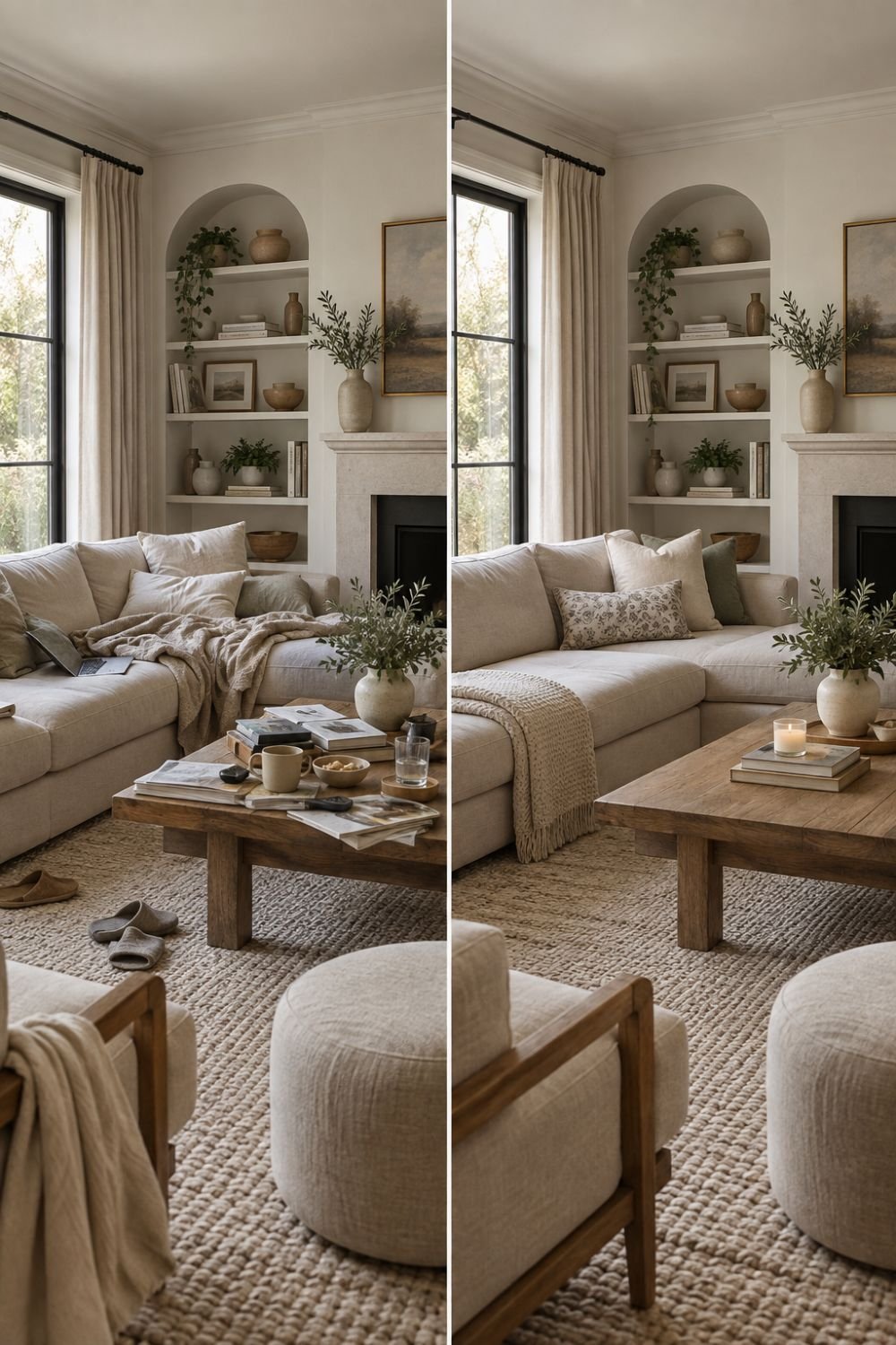 before after sunday reset routine decor idea