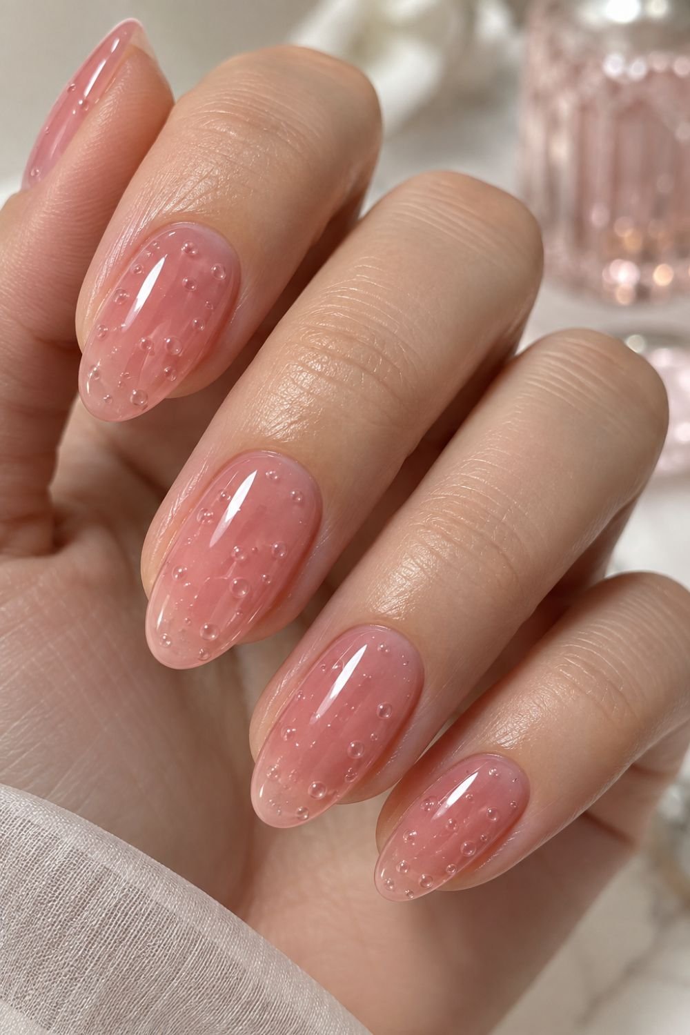 bubble texture jelly nail art design]