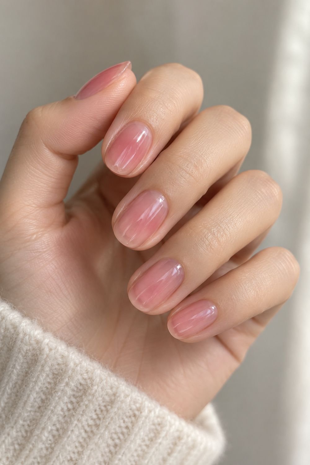 bubble tip nails in translucent pink gummy style