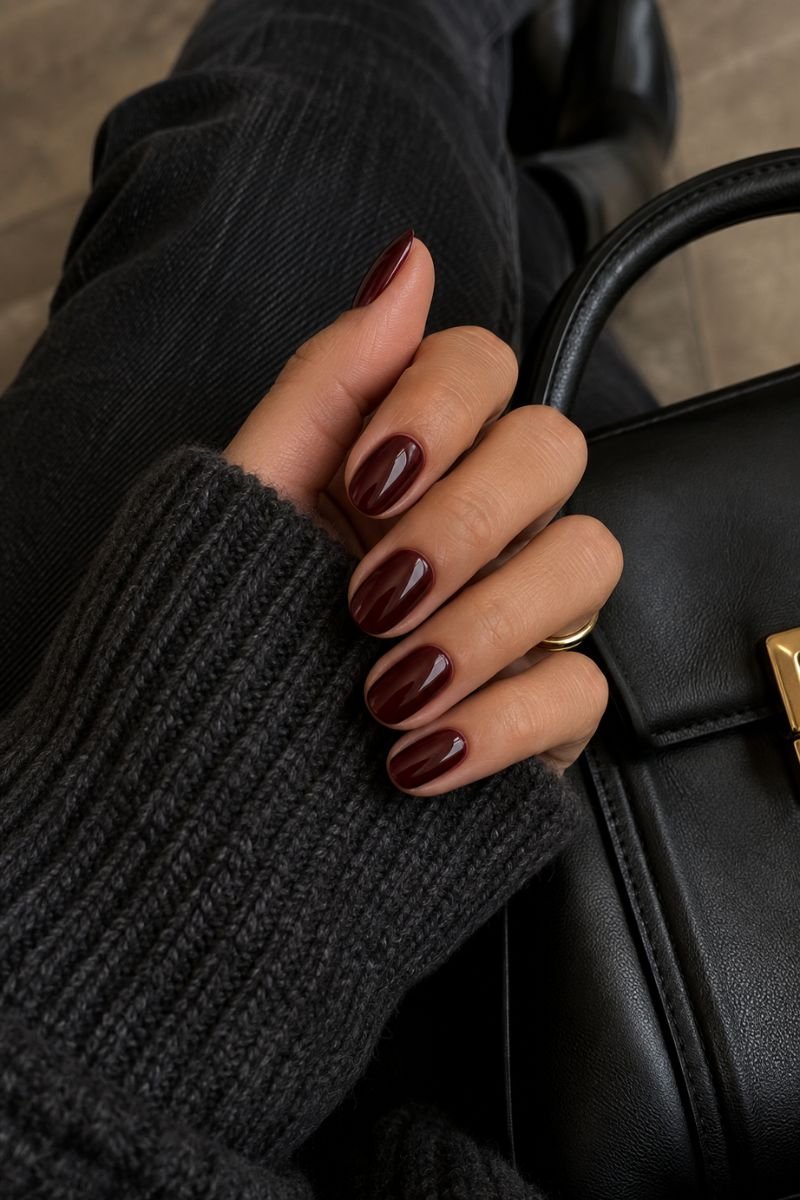 burgundy fall nail inspo idea